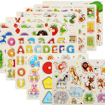 Заводской набор настольных головоломок с прямым захватом 0,2 Детские деревянные игрушки Монтессори буквенно-цифровой формы фруктов