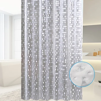 Занавеска для душа PEVA 3D, экологически чистый пластик, прозрачная белая ванная комната, защита от плесени и водонепроницаемая подвесная занавеска