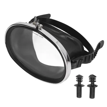 Защитные очки с черным полем высокой четкости, очки для фридайвинга, закаленное стекло и регулируемый ремень из ПВХ для подводного плавания