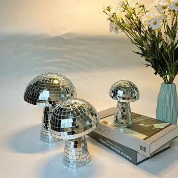 Зеркальный шар для дискотеки с грибами, светоотражающий свет в форме гриба, диджейский светильник, Миниатюры для украшения зала для вечеринок, Статуэтки
