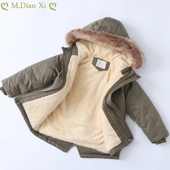 Зима 3-12 лет Плюс флисовая теплая куртка для девочек и мальчиков, хлопковое толстое пальто с капюшоном для мальчиков, детская верхняя одежда, выдерживающая сильные холода