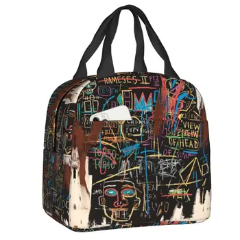 Знаменитая сумка для ланча в стиле нью-Йоркского стрит-арта Basquiats Graffiti, Многоразовый термоизолированный ланч-бокс для пикника, сумки-тоут для хранения продуктов питания