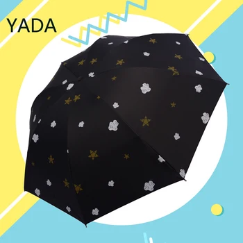 Зонт YADA Золотого Цвета Со Звездами И Облаками, Складной Зонт От Дождя И Солнца, Зонты Для Женщин, УФ-Ветрозащитный Зонт Paragua YD230015