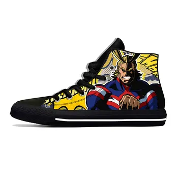 Из японского аниме Манга My Hero Academia All Might Повседневная тканевая обувь с высоким берцем, удобные дышащие мужские и женские кроссовки с 3D принтом.