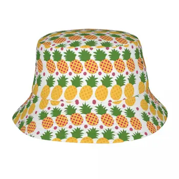 Изготовленные на заказ Шляпы-ведра с бесшовным рисунком в виде ананаса для мужчин и Женщин, Летняя Кепка рыбака на открытом воздухе