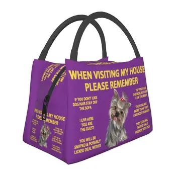 Изолированная сумка для ланча с Йоркширским терьером для пикника на природе Милая собачка Йорки Герметичный термоохладитель Ланч-бокс для женщин