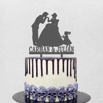 Имя пары на заказ, Семья из трех человек, принцесса, принц и Маленькая девочка, украшение торта на годовщину свадьбы