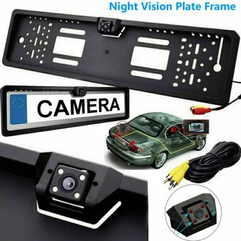 Камера заднего вида Автомобиля ЕС Европейская Рамка Номерного знака Водонепроницаемая Камера Заднего вида Ночного Видения 4 Или 8 светодиодных ламп