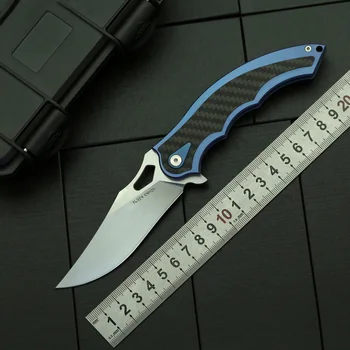Карманный Складной нож BEKETEN M390 Лезвие TC4 Титановая ручка из углеродного волокна, Кемпинг, Охота, Шарикоподшипник для выживания, EDC Инструменты