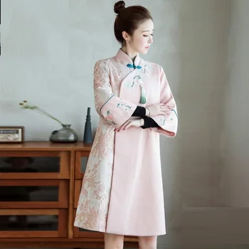 Китайское платье больших размеров Qipao, модное современное новогоднее платье Чонсам, зимняя толстая традиционная китайская одежда Qipao FF3040