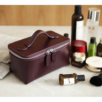 Кожаные косметички, боковая сумка для дам, косметичка для путешествий, сумки-органайзеры, Водонепроницаемая косметичка, Портативная косметичка для макияжа