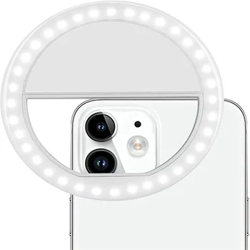 Кольцевые фонари с подсветкой для селфи, клипса на камеру телефона, светодиодная подсветка с 3 уровнями регулируемой яркости, Кольцевая подсветка для селфи для iPhone iPad Android