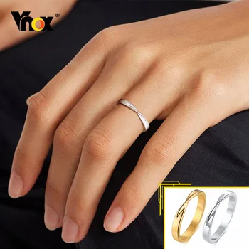 Кольцо Мебиуса Vnox 3 мм для женщин, обручальные кольца из нержавеющей стали с закрученным узлом, шикарные минималистичные кольца золотого цвета для девочек