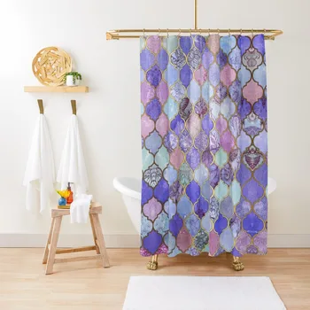 Королевский фиолетовый, лиловый и индиго, Декоративная Марокканская плитка с рисунком, занавески для душа, Современные аксессуары для ванных комнат