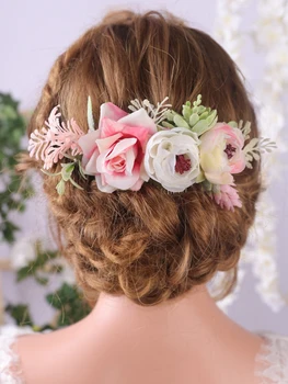 Красивая свадебная расческа для волос Элегантные свадебные аксессуары для волос Модные заколки для волос Цветочный головной убор для женщин или девушек