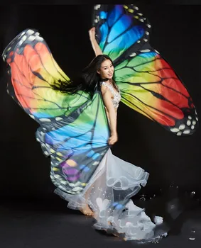 Красочные крылья бабочки, открывающие шоу танцевальной команды Shang Yan, Флуоресцентная детская одежда для выступлений.