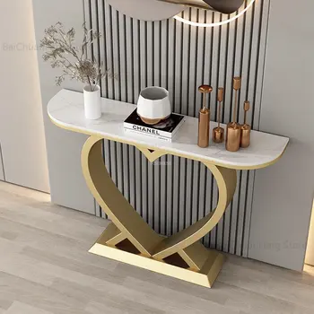 Креативные консольные столики в форме сердца в скандинавском стиле, Роскошная мебель для гостиной, Консольный вход, Простые современные домашние столы из железного шифера