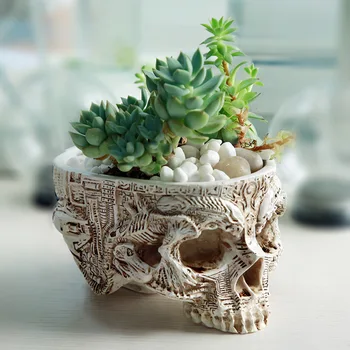 Креативный цветочный горшок с черепом, растение из смолы, трава, украшения для комнатных горшков с черепом, украшение стола для домашнего офиса, декор для Хэллоуина