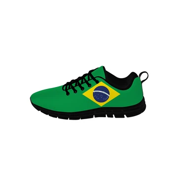 Кроссовки с низким берцем под флаг Бразилии, мужская Женская повседневная тканевая обувь для подростков, парусиновые кроссовки для бега, Дышащая легкая обувь с 3D-принтом