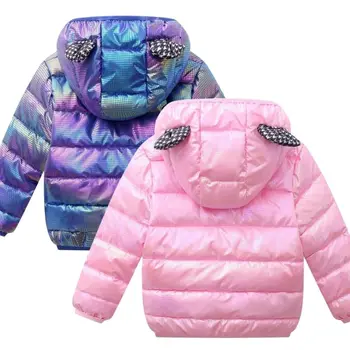 Куртка для мальчиков 1-6 лет, Зимняя куртка и верхняя одежда, спортивная детская куртка с хлопковой подкладкой для девочек, Мультяшный медведь с клетчатыми ушками, теплое пальто