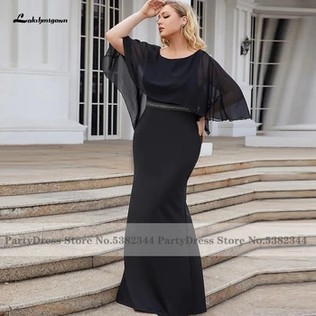 Лакшмигаун Плюс Размер Черное Платье для Мамы на Свадьбу 2022 Vestidos Novia Русалка Шифоновое Элегантное Длинное Вечернее Платье Для Вечеринок