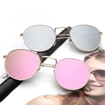 Летние Женские Мужские Очки в металлической оправе в стиле хиппи, ретро-оттенки, Круглые солнцезащитные очки, Солнцезащитные очки