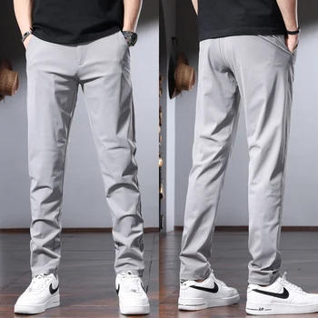 Летние мужские повседневные брюки Корейская уличная одежда Ice Silk Легкие светло-серые брюки Slim Fit CP2287