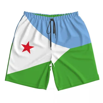 Лето 2023 г. Полиэстер Флаг страны Джибути Мужские шорты с 3D принтом Пляжные летние брюки для бега с карманами