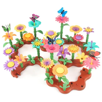 Лучший подарок для девочек, игрушки для строительства цветочного сада, набор для создания букетов, цветочная композиция, творческие кубики для малышей, игра ручной работы