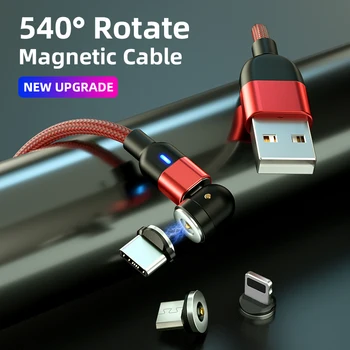 Магнитный USB-Кабель Для Передачи Данных на 540 Градусов, Зарядка Для iPhone 13 12 11x8 7 Sansung S20 S10 S9 S8 Note 20 10 A32 A52 A72 A51 A71