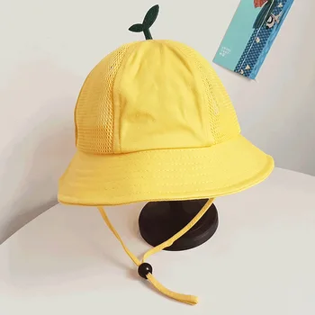 Маленькая желтая шляпка для детского сада, детская шляпка рыбака, шляпа от солнца для мальчиков и девочек, летняя кепка для детей, детская панама