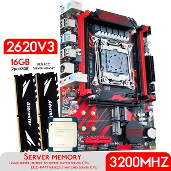 Материнская плата Atermiter X99 DDR4 D4 в комплекте с процессором Xeon E5 2620 V3 LGA2011-3 2шт * 8 ГБ = 16 ГБ PC4 3200 МГц DDR4 Memory RAM REG ECC