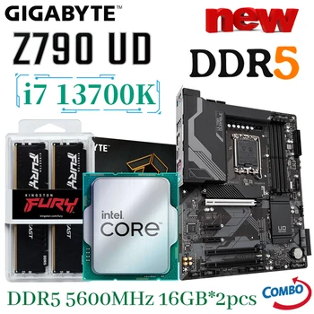 Материнская плата Gigabyte Z790 UD LGA 1700 + процессор Intel Core i7 13700K + DDR5 5600 МГц 16 ГБ * 2 шт. Комплект памяти PCI-E 5.0 M.2 Материнская плата Новая