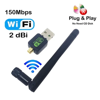 Мини-USB Бесплатный Драйвер Wifi Адаптер 150 Мбит/с WiFi Ключ MT7601 Wi-Fi Приемник Беспроводная Сетевая Карта 802.11b/n/g с Антенной 2 дБ