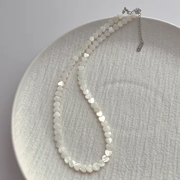 Минималистичный дизайн, ожерелье-цепочка с сердечком из натуральной раковины 6 мм, женская модная цепочка-ошейник в стиле пляжного отдыха