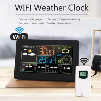 Многофункциональная метеостанция Wi-Fi, управление приложением, умный погодный монитор, температура, влажность, Барометрические функции цифровых часов