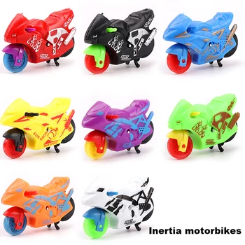 Моделирование Откидной автомобиль Мотоцикл Крутой инерционный мотоцикл Маленькая машинка Пластиковая откидная маленькая игровая машинка Детские игрушки Подарки