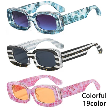 Модные квадратные женские солнцезащитные очки с красочным рисунком, ретро Прозрачные карамельные градиентные очки, мужские солнцезащитные очки трендовых оттенков UV400