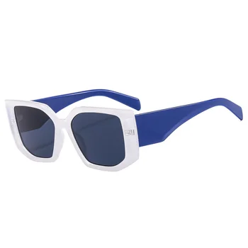 Модные Многоугольные Квадратные Женские солнцезащитные очки ярких цветов, оттенки UV400, ретро-трендовые Мужские солнцезащитные очки цвета синего шампанского.