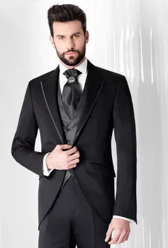Модные мужские костюмы, красивый отворот на одной пуговице, 3 предмета (куртка, брюки, жилет, галстук) Высококачественная официальная одежда Terno Masculino Custme made