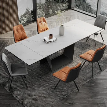 Мраморный Выдвижной Обеденный стол Прямоугольный Современный Минималистичный дизайн, сочетание стола и стула в скандинавском стиле, мебель для спальни GY50CZ