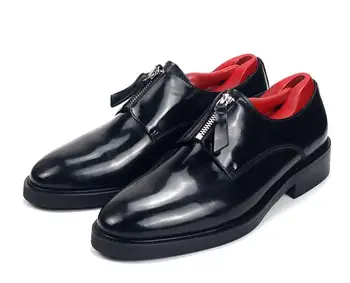 Мужская классическая обувь с высоким берцем на молнии из натуральной кожи ручной работы, черная деловая обувь, мужская обувь