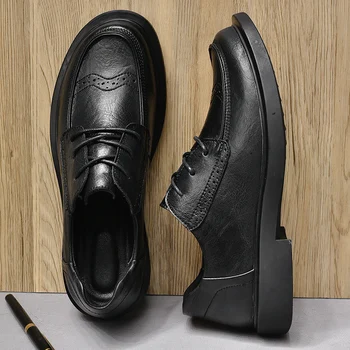 Мужская повседневная обувь из натуральной кожи, Дышащая мужская легкая обувь для прогулок на плоской подошве, кроссовки, мужская обувь, Винтажная обувь для инструментов