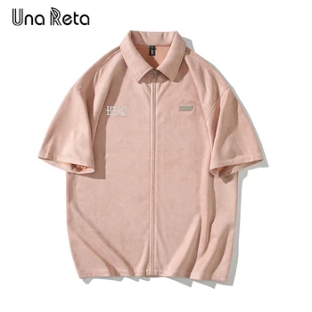 Мужская рубашка Una Reta, летняя уличная одежда, Новые Хип-хоп рубашки на молнии, мужские топы Harujuku с коротким рукавом, Высококачественные Свободные рубашки, мужские