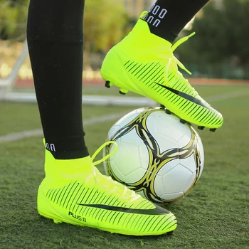 Мужская футбольная обувь AG С высоким берцем, футбольная обувь с искусственной травой, обувь TF Soocer, обувь для футбола с длинными шипами, Спортивная обувь для футбола