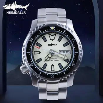 Мужские автоматические часы HEIMDALLR с сапфировым стеклом, полностью светящиеся 200-метровые водонепроницаемые дайверские часы, Японский механизм NH36A, механические часы