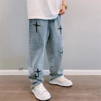 Мужские джинсы с прямыми штанинами 2023, весенние Новые Свободные повседневные брюки Nine Points, широкие брюки со средней талией.
