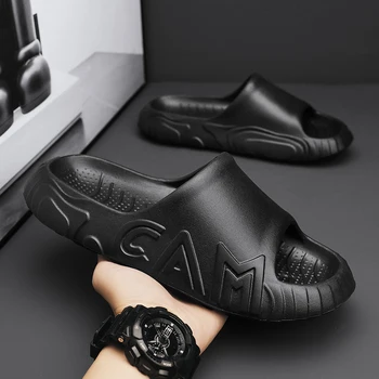 Мужские тапочки EVA с буквенным принтом, однотонная уличная обувь, дышащие легкие тапочки для мужчин 2023 г.