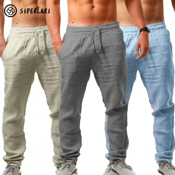 Мужские хлопковые льняные повседневные брюки Мужские шорты брюки дышащие брюки для фитнеса уличная для мужчин одежда для бега осенью и летом