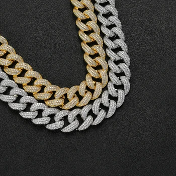 Мужское ожерелье из латуни Iced Out шириной 19 мм, ювелирные изделия в стиле хип-хоп BC014